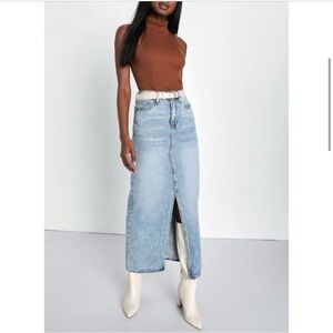 BLANK NYC Mid Rise Denim Maxi Skirt in In My Mind